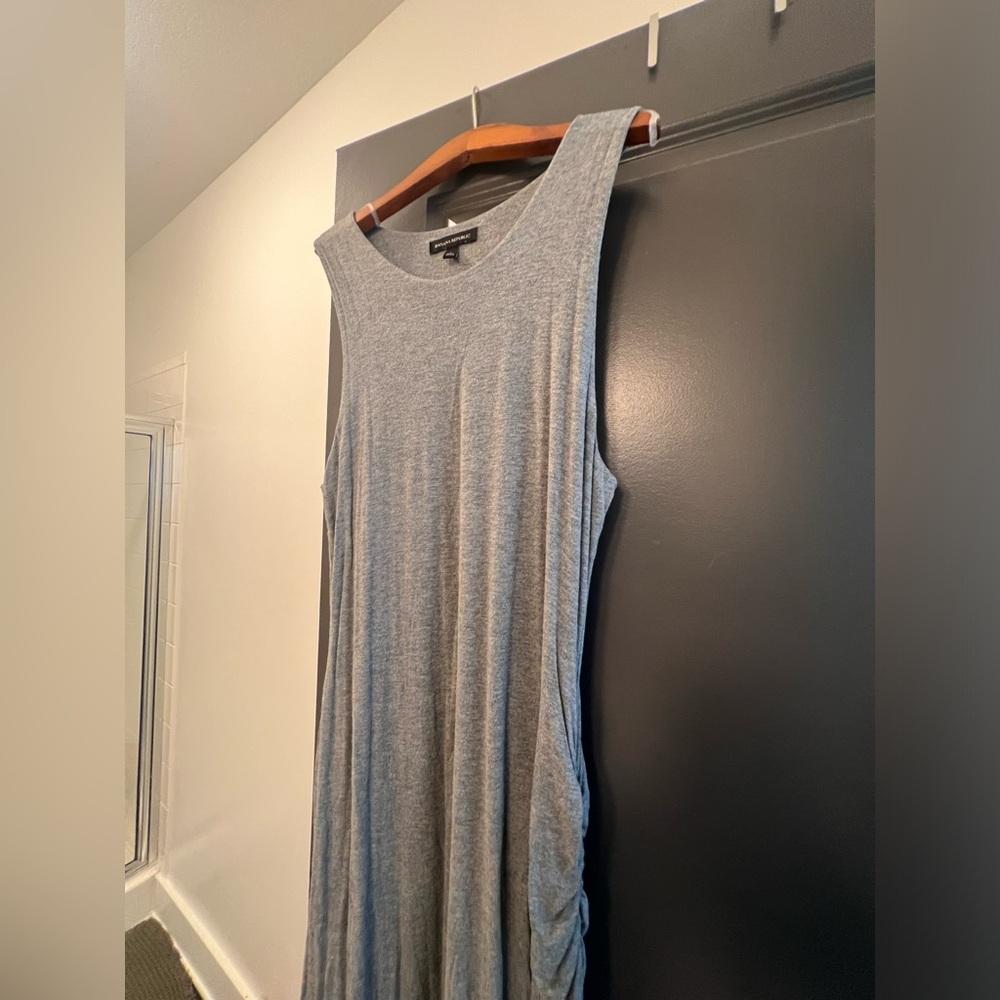 Banana Republic Heather Gray Long Maxi Sleeveless Bodycon Form Fitting Dress L - Picture 6 of 11